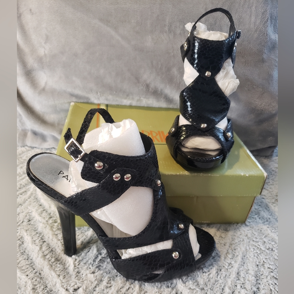 Paprika Black Snake PU Heels